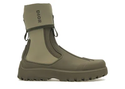 Pre-owned Dior Men's  Garden Ankle Boot Rubber Sneakers In Khaki/brown