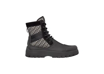 Pre-owned Dior Men's  Garden Lace Up Ankle Boots Rubber Sneakers In Black/beige