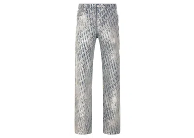 Pre-owned Dior Men's  Heritage Oblique Jeans In Grey/gold In Multi