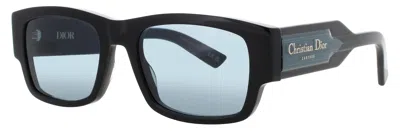 Dior Men's  Label Christian Acetate Sunglasses 54-19-145 In 01v - Shiny Black / Blue
