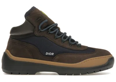 Pre-owned Dior Men's  Lace Up Ankle Boots Sneakers In Brown/blue