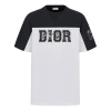 Dior Men's  Logo Colorblock Round Neck Short Sleeve White T-shirt