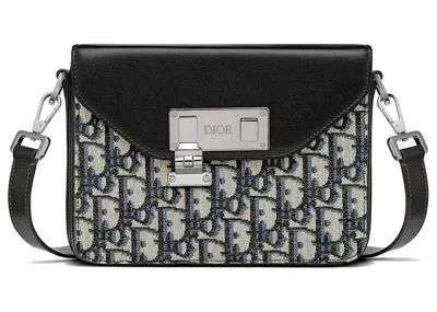 Pre-owned Dior Men's  Messenger Pouch Oblique Galaxy In Beige/black