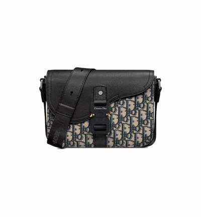 Pre-owned Dior Men's  Mini Saddle Bag With Strap In Beige/black