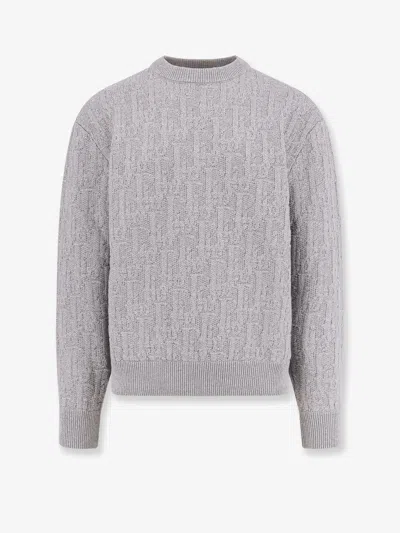 Dior Men  Oblique Cotton Blend Sweater In Gray