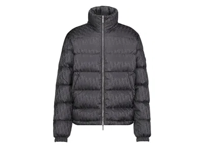 Pre-owned Dior Men's  Oblique Down Jacket In Gray Technical Jacquard