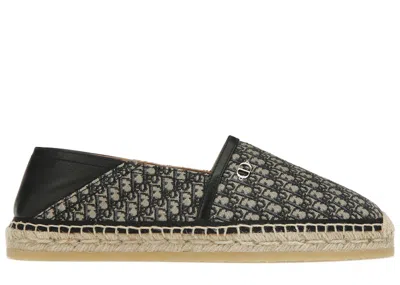 Pre-owned Dior Men's  Paradise Espadrille  Oblique Jacquard Sneakers In Beige/black