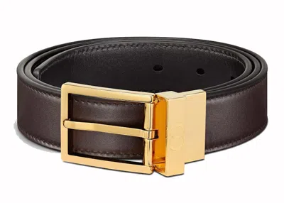 Pre-owned Dior Men's  Reversible Smooth Calfskin Leather Belt In Brown/black In Multi