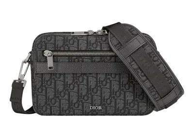 Pre-owned Dior Men's  Safari Messenger Bag  Oblique Jacquard In Black