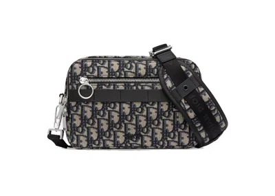 Pre-owned Dior Men's  Safari Messenger Oblique In Navy Blue Black