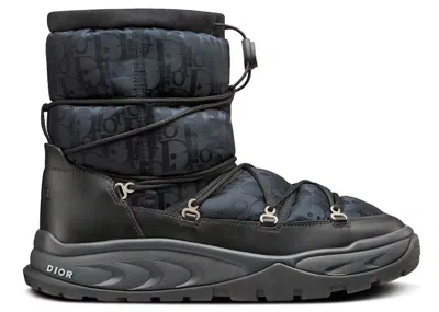 Pre-owned Dior Men's  Snow Ankle Boot Oblique Nylon Sneakers In Black