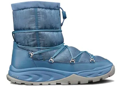 Pre-owned Dior Men's  Snow Ankle Boot Oblique Nylon Sneakers In Blue