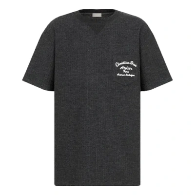 Dior Men's  Ss22 Alphabet Printing Round Neck Short Sleeve Gray T-shirt