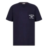 Dior Men's  Ss22 Embroidered Plain Weave Knit Short Sleeve Navy Blue T-shirt In Blue