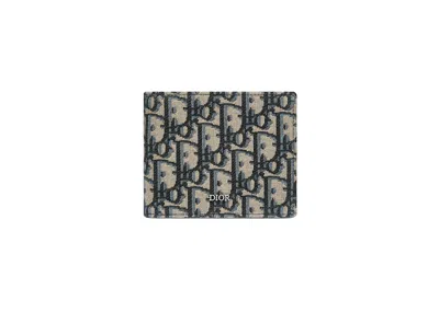 Pre-owned Dior Men's  Wallet In Beige And Black  Oblique Jacquard