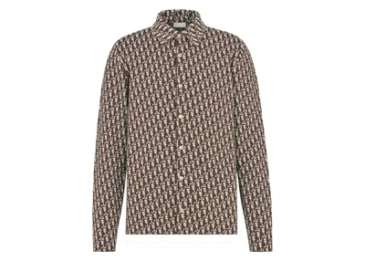 Pre-owned Dior Men's  X Cactus Jack  Oblique Overshirt In Brown/white