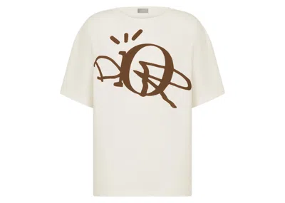 Pre-owned Dior Men's  X Cactus Jack Oversized T-shirt In White/brown