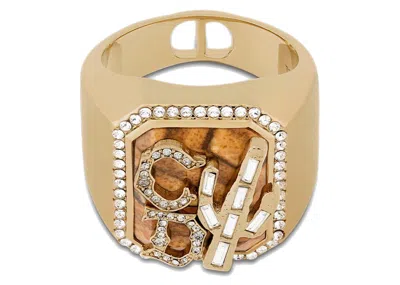 Pre-owned Dior Men's  X Cactus Jack Signet Ring In Gold/white