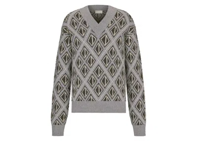 Pre-owned Dior Men's  X Cactus Jack Sweater With Cd Diamond Motif In Gray