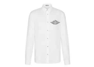 Pre-owned Dior Men's  X Jordan Wings Longsleeve Button Up Shirt In White