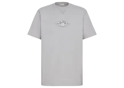 Pre-owned Dior Men's  X Jordan Wings T-shirt In Grey In Gray