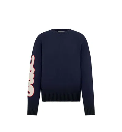 Pre-owned Dior Men's  X Kaws Sweater In Blue Wool Knit