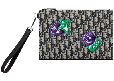 Pre-owned Dior Men's  X Kenny Scharf A5 Pouch In Beige/black
