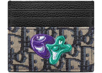 Pre-owned Dior Men's  X Kenny Scharf Card Holder In Beige/black