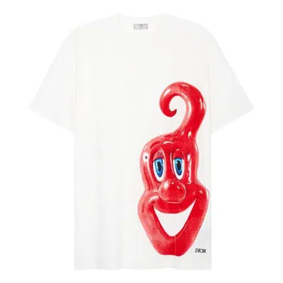 Dior Men's  X Kenny Scharf Limited Printing Short Sleeve White