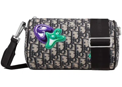 Pre-owned Dior Men's  X Kenny Scharf Roller Messenger Bag In Beige/black In Multi