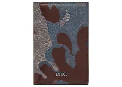 Pre-owned Dior Men's  X Peter Doig Bifold Card Holder In Brown Camouflage