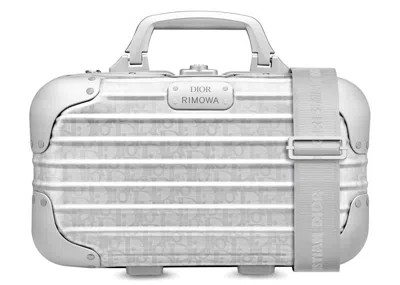 Pre-owned Dior Men's  X Rimowa Carryon Case Aluminium  Oblique In Silver