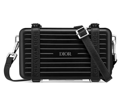 Pre-owned Dior Men's  X Rimowa Personal Clutch On Strap Aluminium In Black