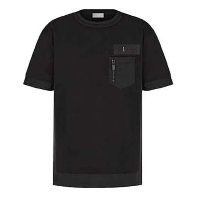Dior Men's  X Sacai Crossover Fw21 Large Cotton Short Sleeve Black T-shirt