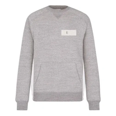 Dior Men's  X Sacai Crossover Fw21 Logo Round Neck Long Sleeves Gray