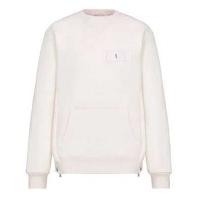 Dior Men's  X Sacai Crossover Fw21 Logo Solid Color Round Neck White