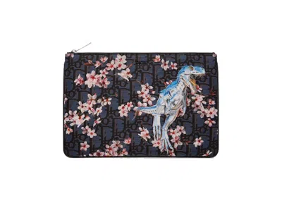 Pre-owned Dior Men's  X Sorayama Pouch Oblique Safari Nylon In Blue
