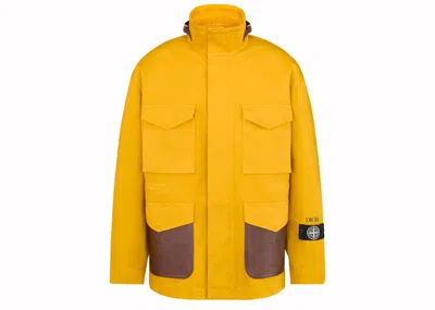 Pre-owned Dior Men's  X Stone Island Cottonblend Satin Jacket In Yellow