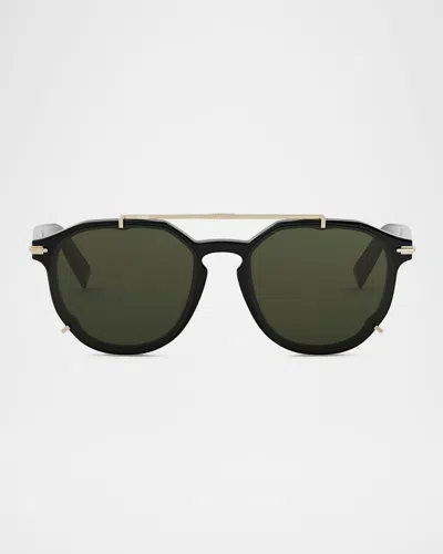 DIOR MEN'S DIORBLACKSUIT RI ROUND ACETATE & METAL SUNGLASSES
