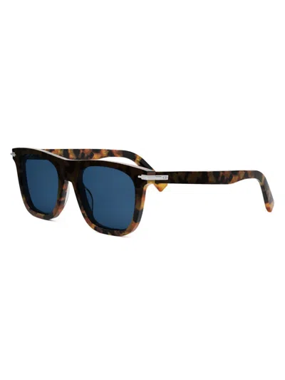 Dior Men's Blacksuit S13i Havana 53mm Square Sunglasses In Orange Havana Bright Blue