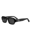 Dior Oblique S2i 52mm Rectangular Sunglasses In Black