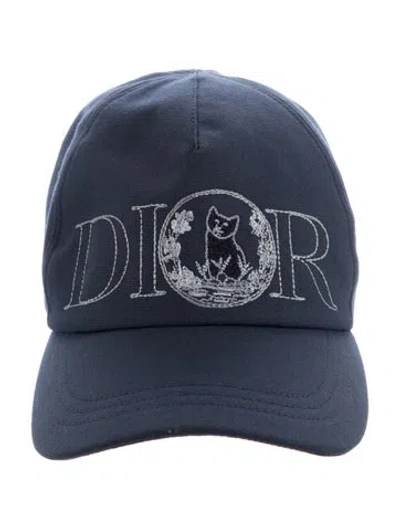 Pre-owned Dior Men Embroidered Baseball Hat In Blue