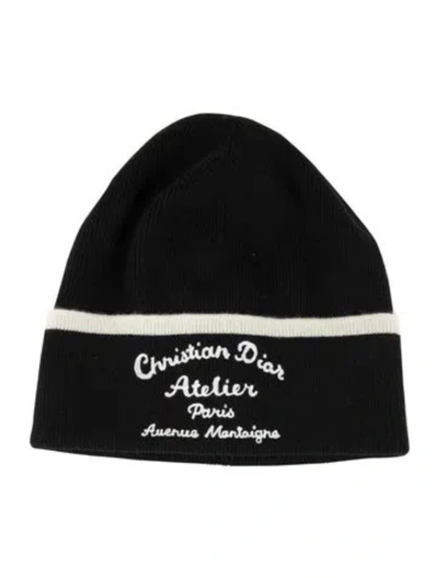 Pre-owned Dior Men Embroidered Beanie W/tags In Black