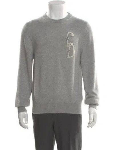 Pre-owned Dior Men Faux Pearl Accents Cashmere Pullover In Gray