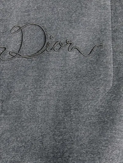 Dior Men Flannel Shirt With  Ribbon Embroidery In Gray