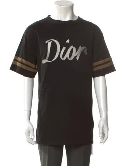 Pre-owned Dior Men Graphic Print Crew Neck T-shirt In Black
