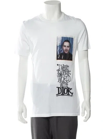 Pre-owned Dior Men Graphic Print Crew Neck T-shirt In White