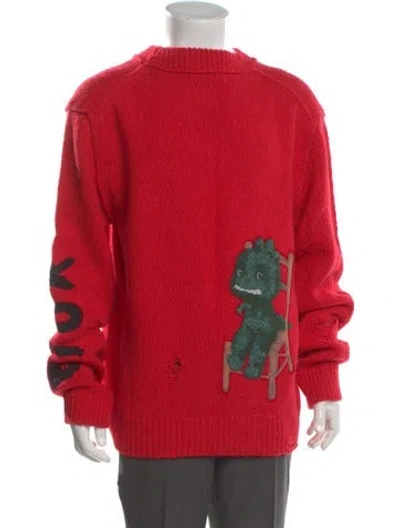 Pre-owned Dior Men Graphic Print Mock Neck Pullover In Red