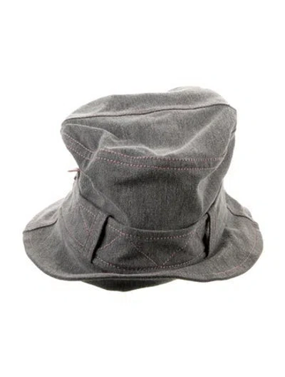 Pre-owned Dior Men's Grey Vintage 2000's Denim Bucket Hat.