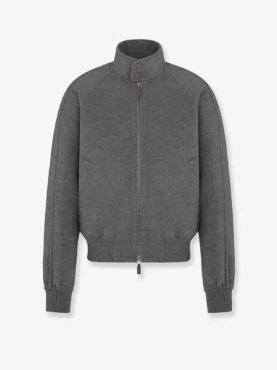 Dior Men Harrington  Icons Virgin Wool And Cashmere Jacket In Gray